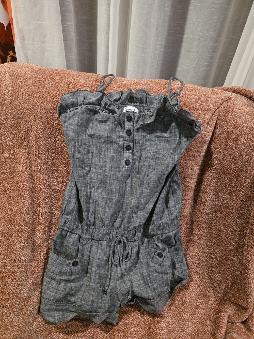 Speechless Brand Charcoal Grey Women's Sleeveless Button Romper Size Medium